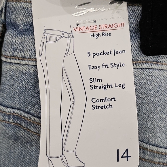 Seven7 High Rise Vintage Straight Distressed Jeans Size 14 New With Tags - Picture 10 of 12